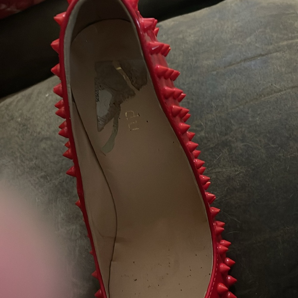 Red Stiletto Heels with Spike Studs - Picture 6 of 6